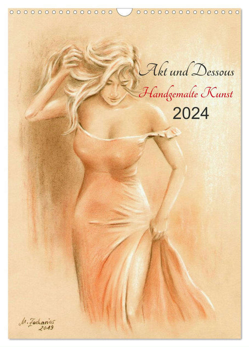 Nu et lingerie - art peint à la main (Calendrier mural CALVENDO 2024) 