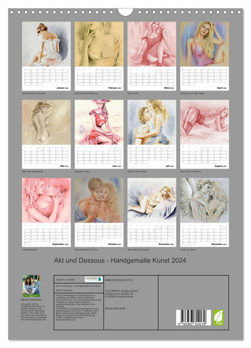 Nude and lingerie - hand-painted art (CALVENDO wall calendar 2024) 