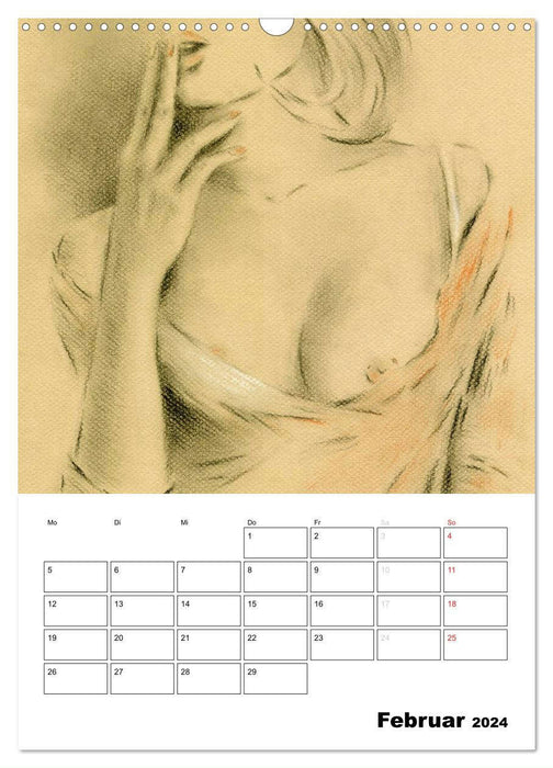 Nu et lingerie - art peint à la main (Calendrier mural CALVENDO 2024) 