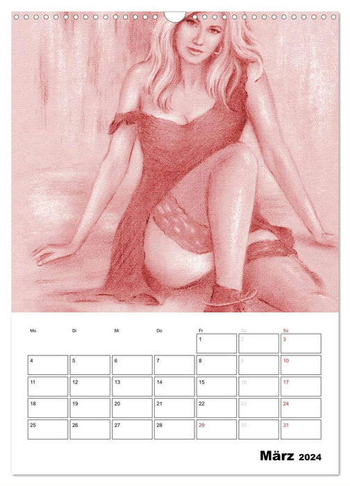 Nu et lingerie - art peint à la main (Calendrier mural CALVENDO 2024) 