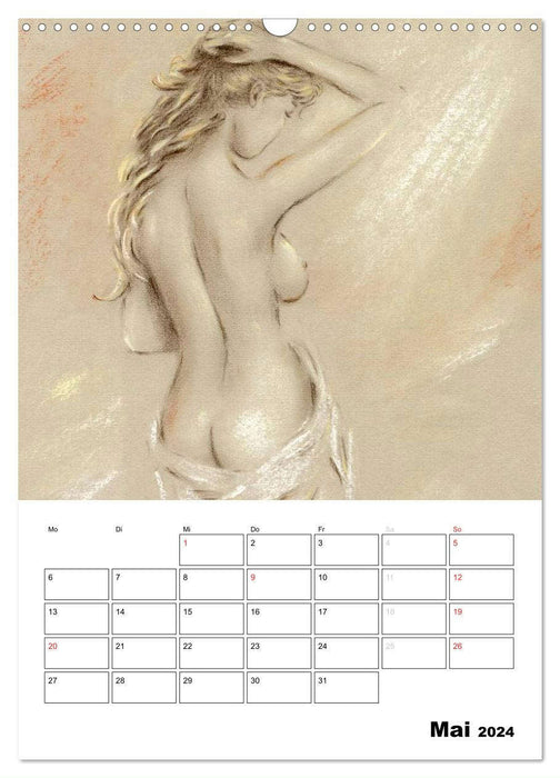 Nu et lingerie - art peint à la main (Calendrier mural CALVENDO 2024) 