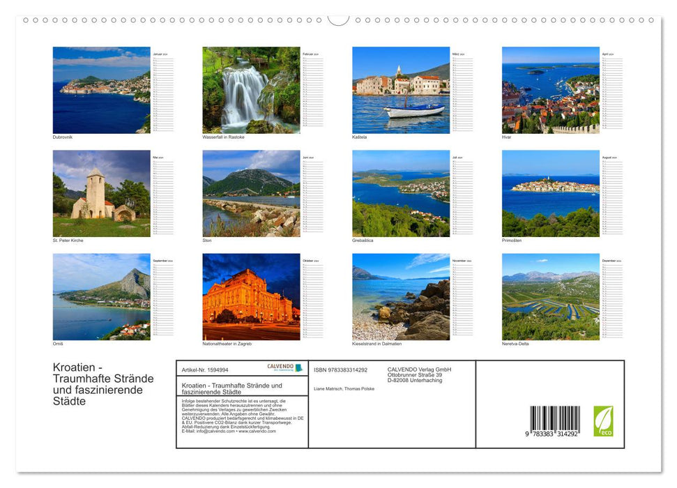 Kroatien - Traumhafte Landschaften und faszinierende Städte (CALVENDO Premium Wandkalender 2024)