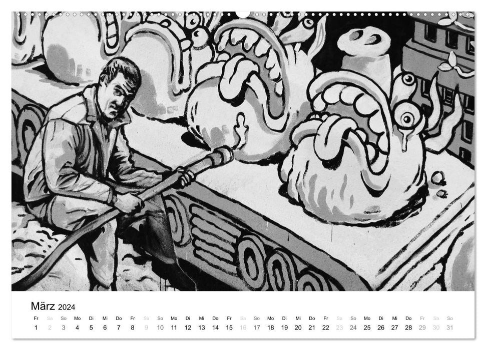 Black and white graffiti impressions from Bielefeld (CALVENDO Premium Wall Calendar 2024) 