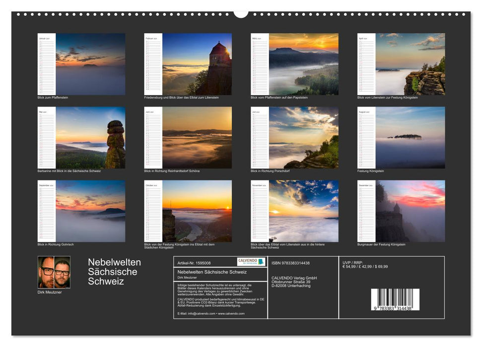 Fog Worlds Saxon Switzerland (CALVENDO Wall Calendar 2024) 