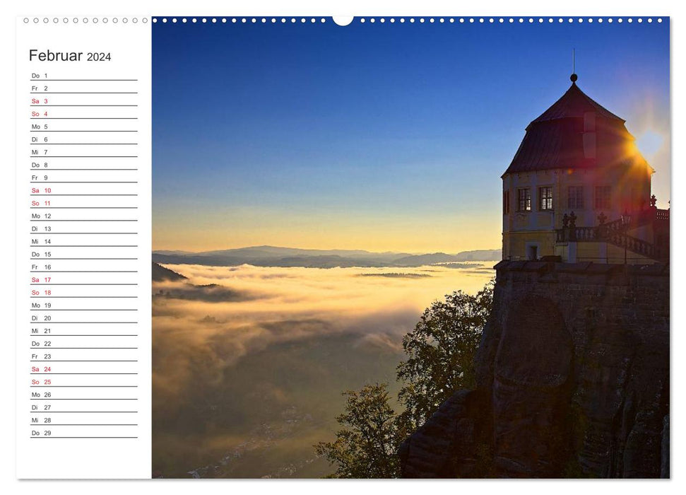 Fog Worlds Saxon Switzerland (CALVENDO Wall Calendar 2024) 