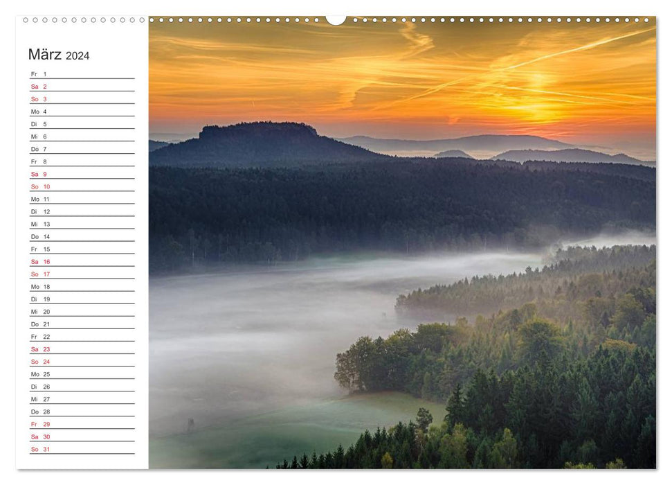 Nebelwelten Sächsische Schweiz (CALVENDO Wandkalender 2024)