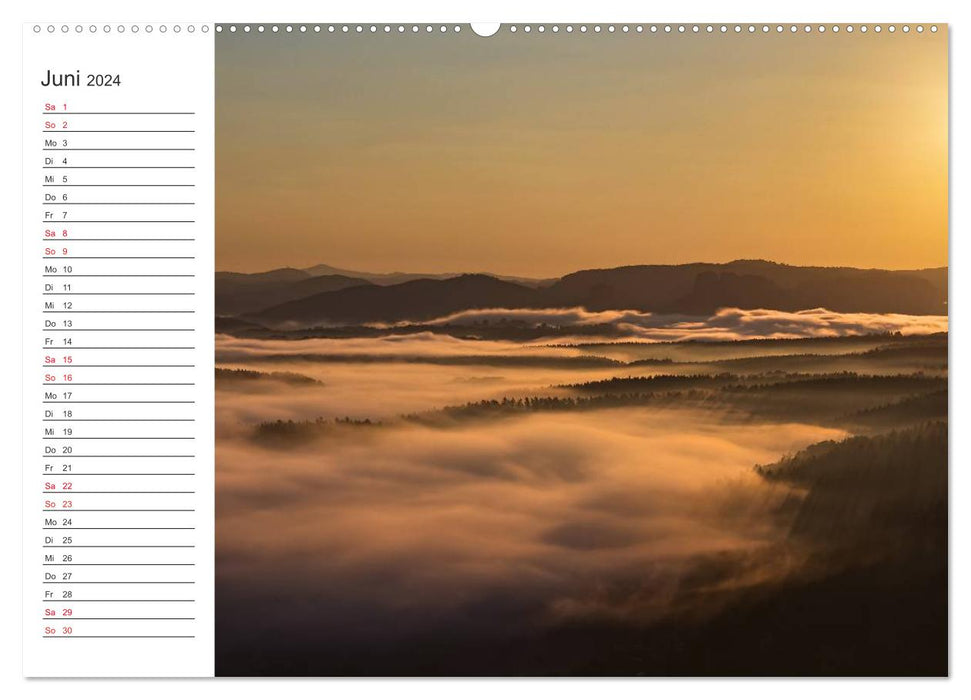 Fog Worlds Saxon Switzerland (CALVENDO Wall Calendar 2024) 