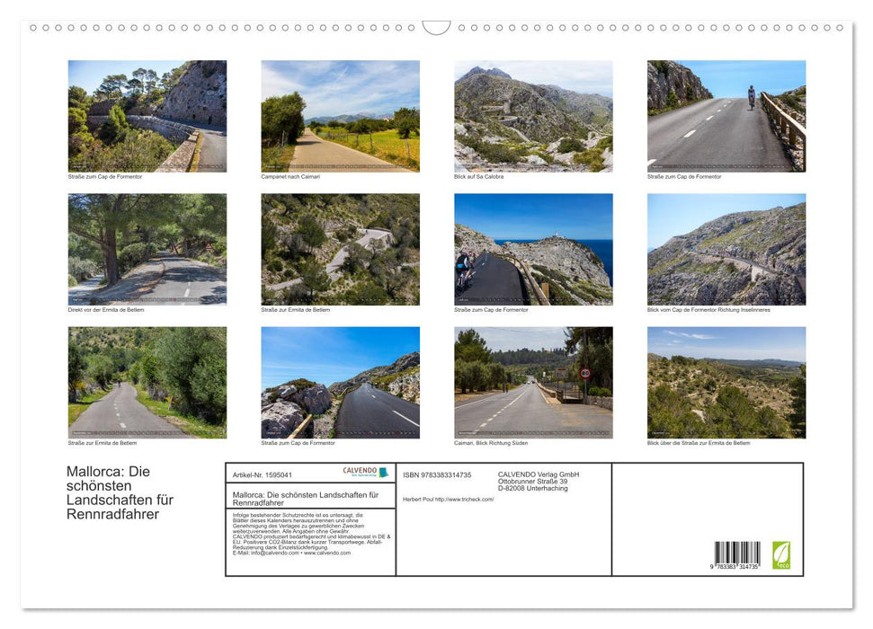 Mallorca: The most beautiful landscapes for racing cyclists (CALVENDO wall calendar 2024) 