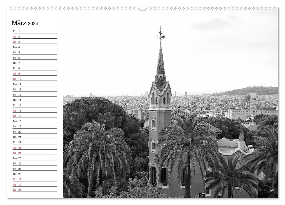 Barcelona Schwarz / Weiß Impressionen (CALVENDO Wandkalender 2024)