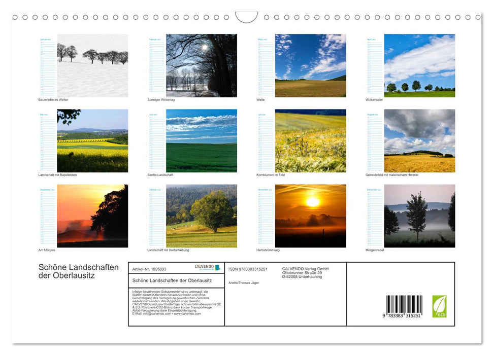 Beaux paysages de Haute-Lusace (calendrier mural CALVENDO 2024) 