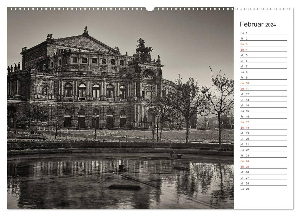 Dresden Schwarz-Weiß (CALVENDO Premium Wandkalender 2024)