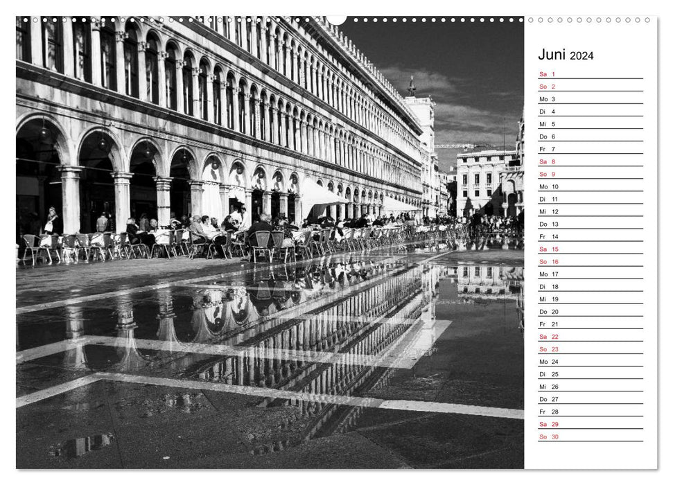 Venise noir et blanc (calendrier mural CALVENDO 2024) 