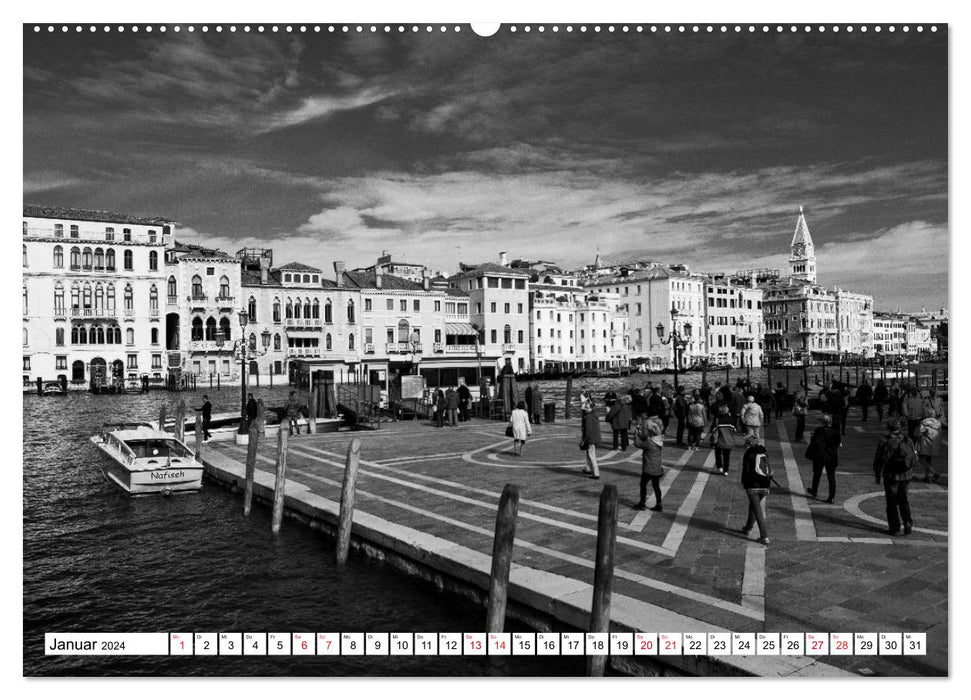 Venise noir et blanc (calendrier mural CALVENDO 2024) 