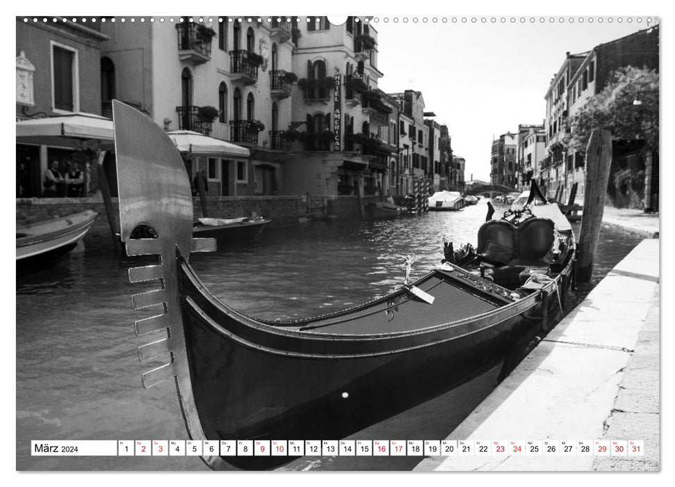 Venise noir et blanc (calendrier mural CALVENDO 2024) 