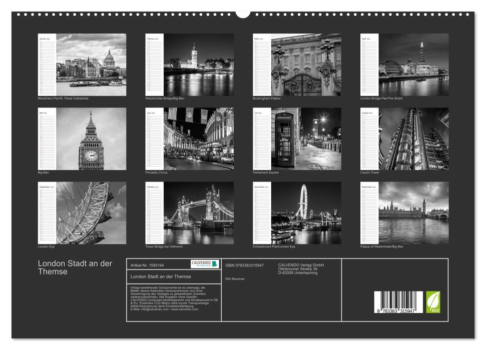 London Stadt an der Themse (CALVENDO Premium Wandkalender 2024)