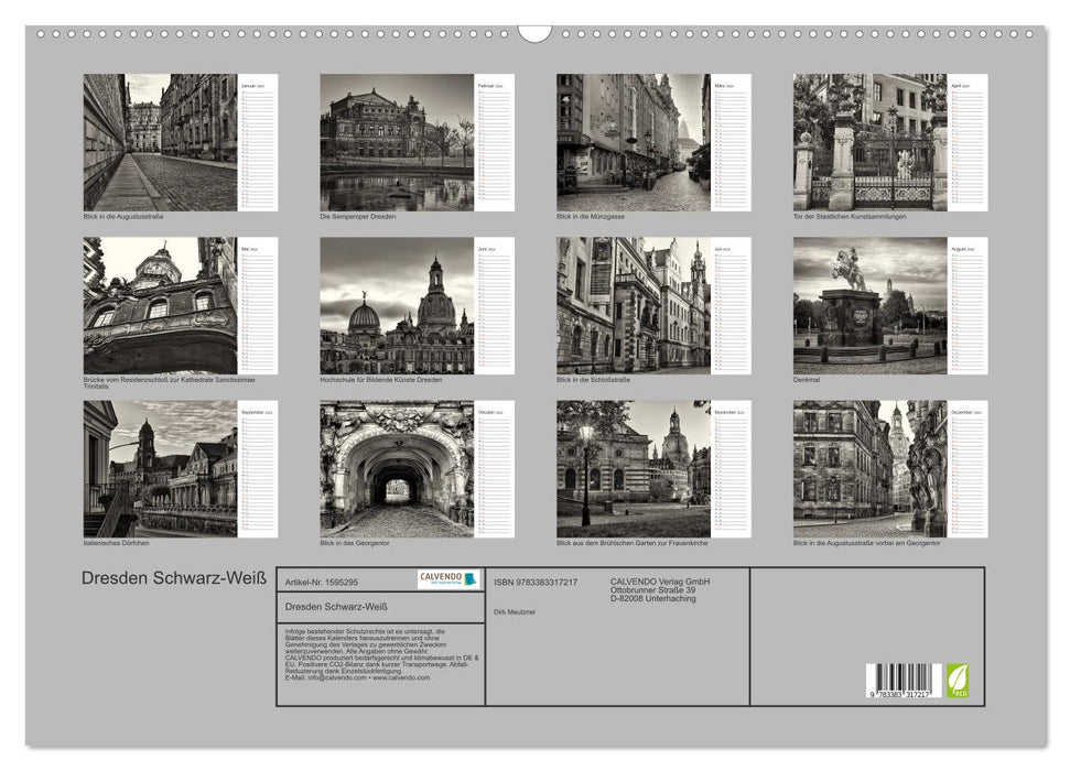 Dresden black and white (CALVENDO wall calendar 2024) 