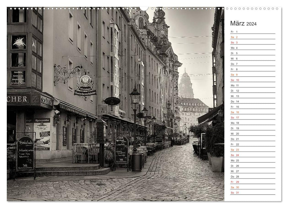 Dresden Schwarz-Weiß (CALVENDO Wandkalender 2024)