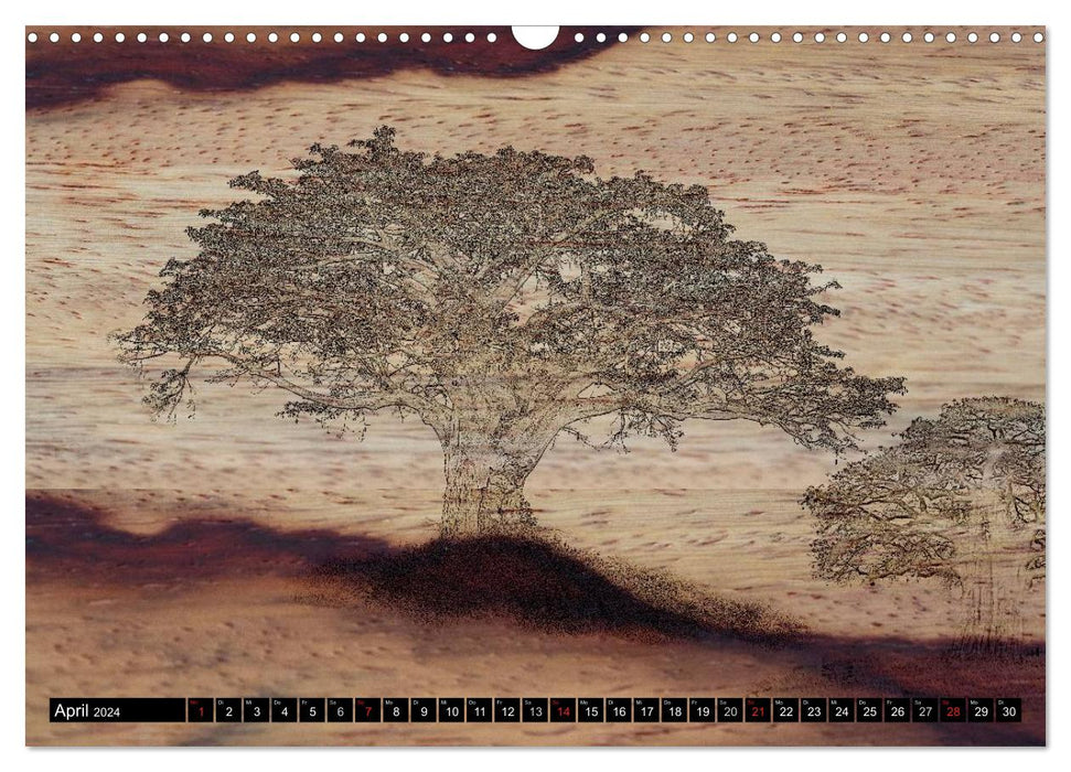 Fotokunst auf Holz - Afrika (CALVENDO Wandkalender 2024)