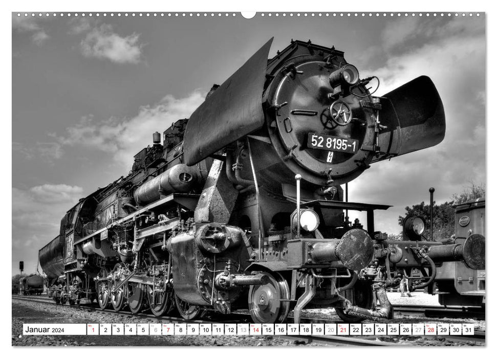 Under steam - railway romance in black and white (CALVENDO Premium Wall Calendar 2024) 