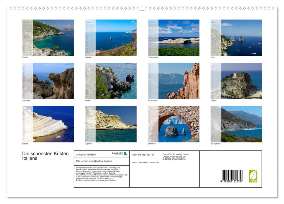 Die schönsten Küsten Italiens (CALVENDO Premium Wandkalender 2024)