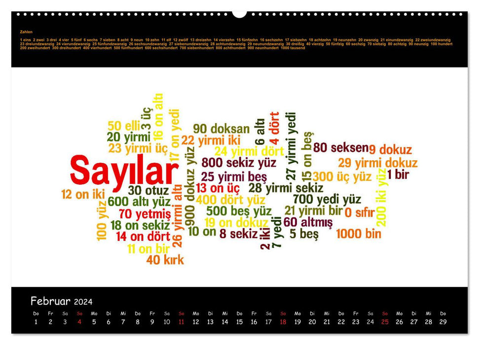 Sprachkalender Türkisch-Deutsch (CALVENDO Premium Wandkalender 2024)