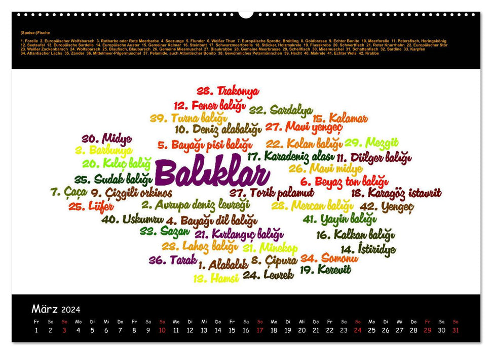 Language calendar Turkish-German (CALVENDO Premium Wall Calendar 2024) 