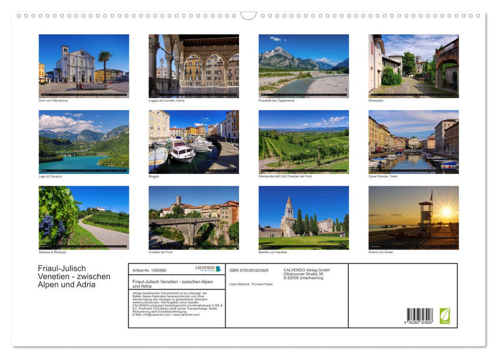 Friuli-Venezia Giulia - between the Alps and the Adriatic (CALVENDO wall calendar 2024) 