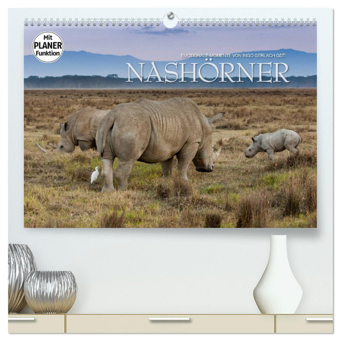 Moments d'émotion : Rhinocéros (Calendrier mural CALVENDO Premium 2024) 