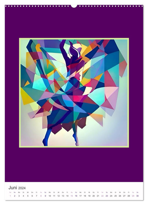 Tanzvergnügen, abstrakt, farbenfroh und voller Schwung (CALVENDO Wandkalender 2024)