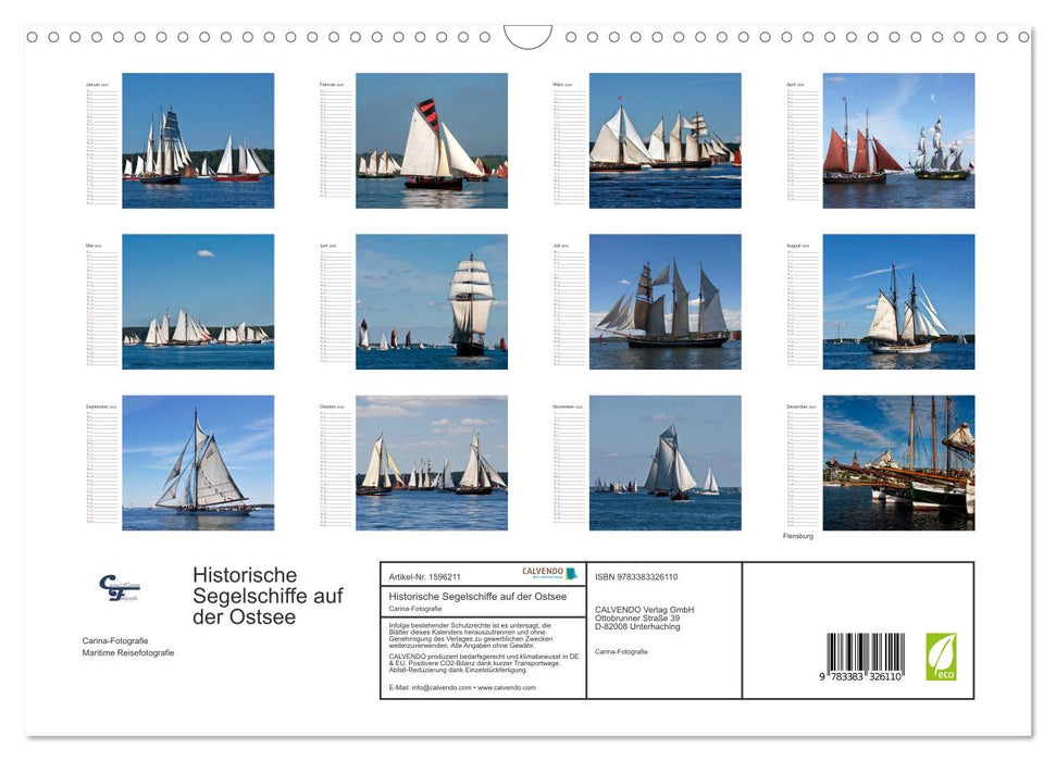 Historical sailing ships on the Baltic Sea (CALVENDO wall calendar 2024) 