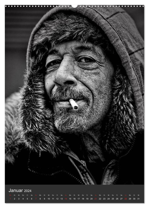 Obdachlos. Die Gesichter der Armut (CALVENDO Premium Wandkalender 2024)