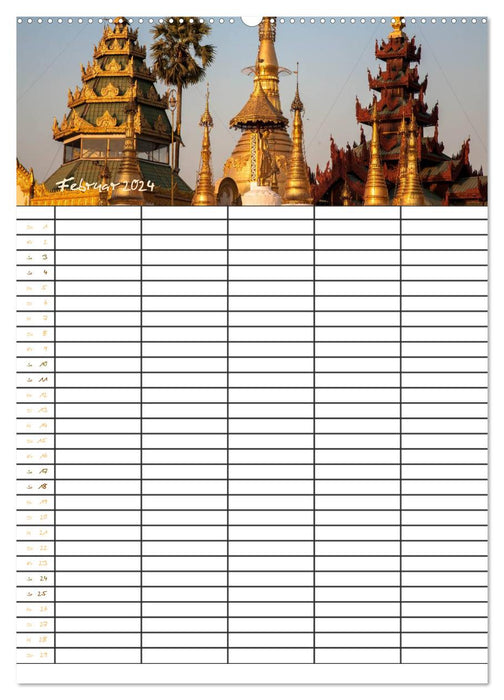 Golden Myanmar - Family Calendar 2024 (CALVENDO Wall Calendar 2024) 