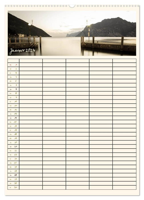 Lac de Garde au nord - planificateur familial 2024 (calendrier mural CALVENDO 2024) 
