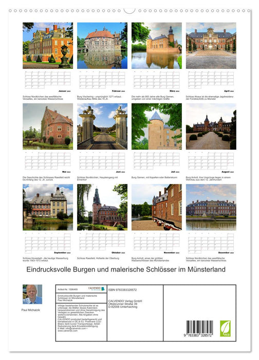Eindrucksvolle Burgen, malerische Schlösser im Münsterland (CALVENDO Premium Wandkalender 2024)