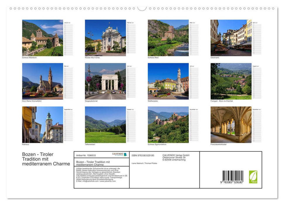 Bolzano - Tyrolean tradition with Mediterranean charm (CALVENDO Premium Wall Calendar 2024) 