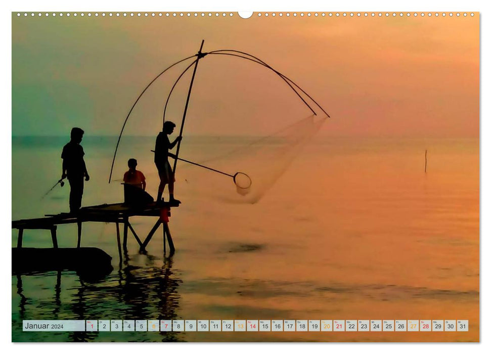 Fische fangen - harte Arbeit hinter schönen Bildern (CALVENDO Premium Wandkalender 2024)