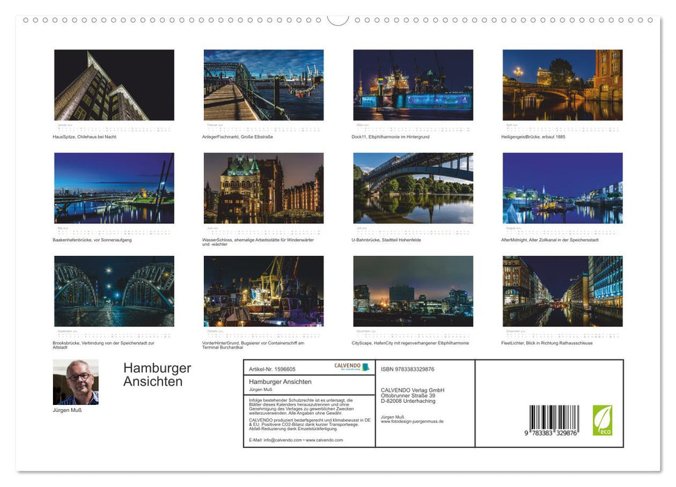Hamburger Ansichten (CALVENDO Premium Wandkalender 2024)
