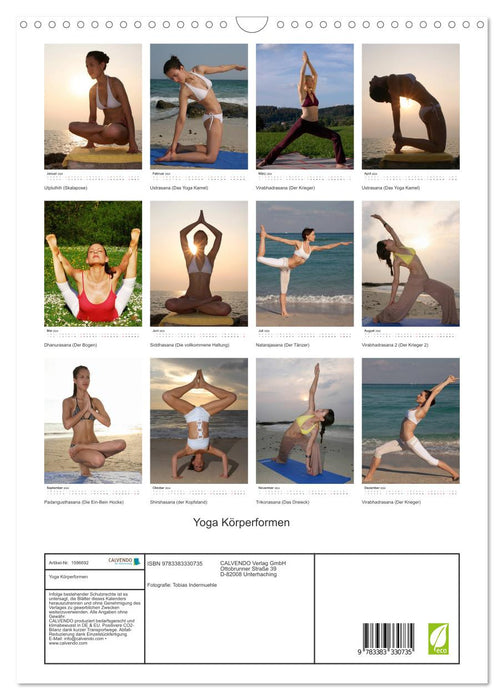 Formes du corps du yoga (Calendrier mural CALVENDO 2024) 
