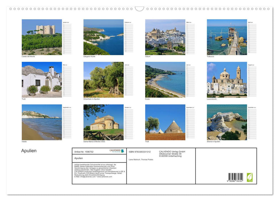 Apulia (CALVENDO wall calendar 2024) 