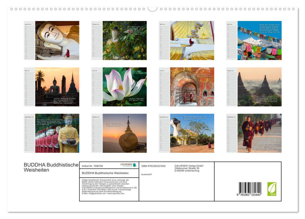 BUDDHA Buddhistische Weisheiten (CALVENDO Premium Wandkalender 2024)