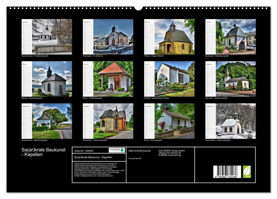 Architecture sa(ar)crale - chapelles en Sarre (Calendrier mural CALVENDO Premium 2024) 