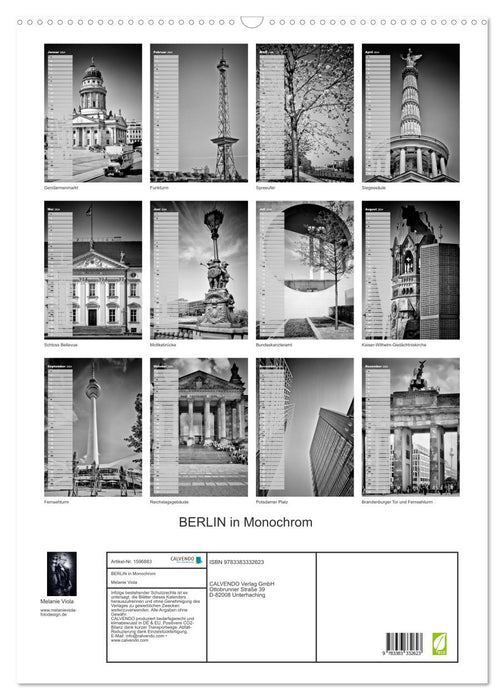 BERLIN en monochrome (calendrier mural CALVENDO 2024) 