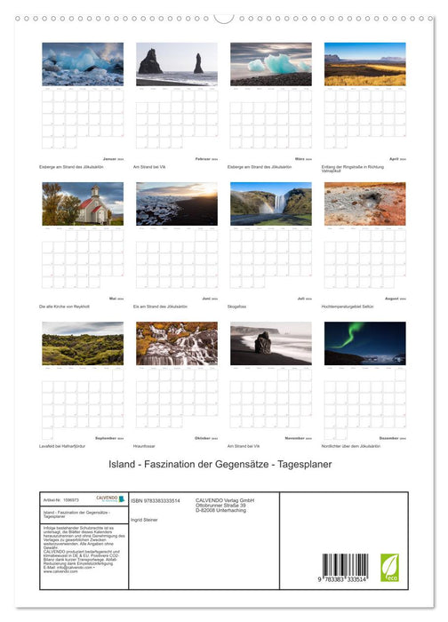 Island - Faszination der Gegensätze - Tagesplaner (CALVENDO Premium Wandkalender 2024)