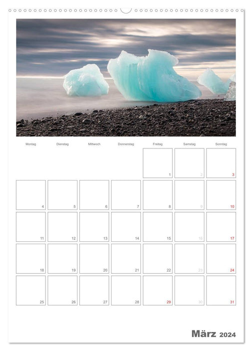 Islande – Fascination des contrastes – Agenda journalier (Calvendo Premium Wall Calendar 2024) 