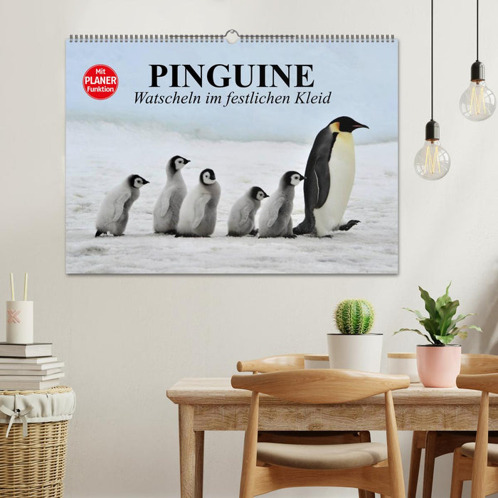 Pingouins - se dandinant en tenue de fête (Calendrier mural CALVENDO 2024) 