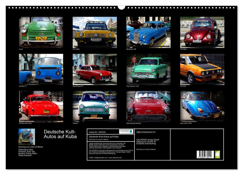 Deutsche Kult-Autos auf Kuba (CALVENDO Wandkalender 2024)