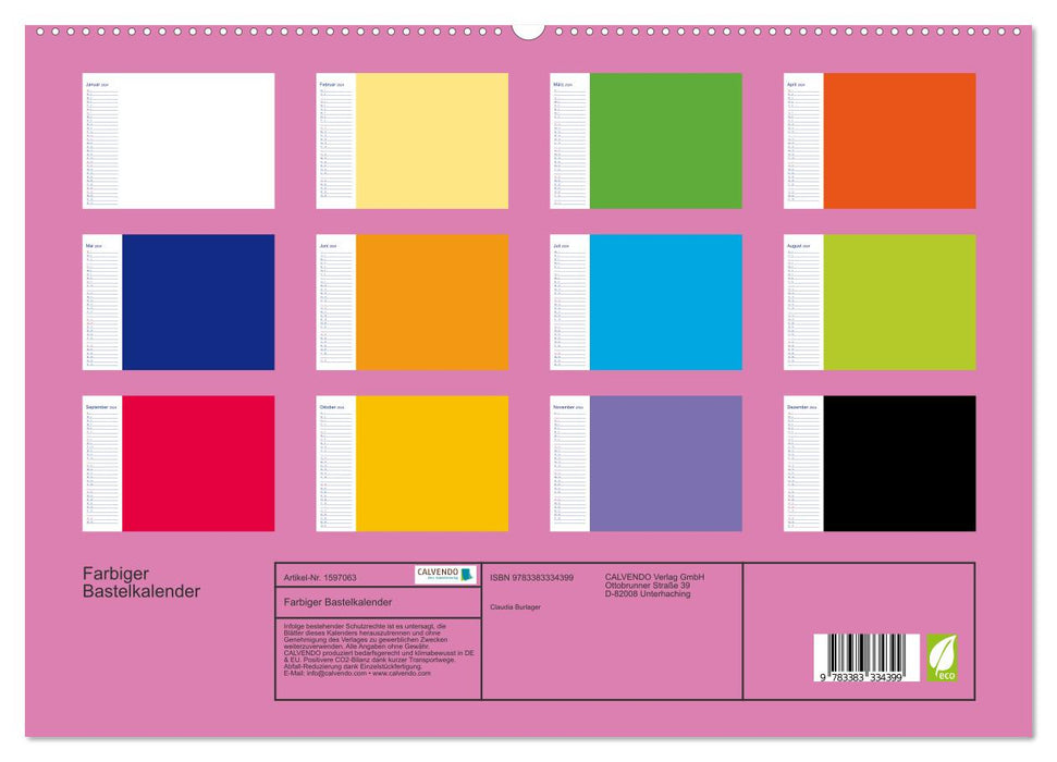 Farbiger Bastelkalender (CALVENDO Premium Wandkalender 2024)