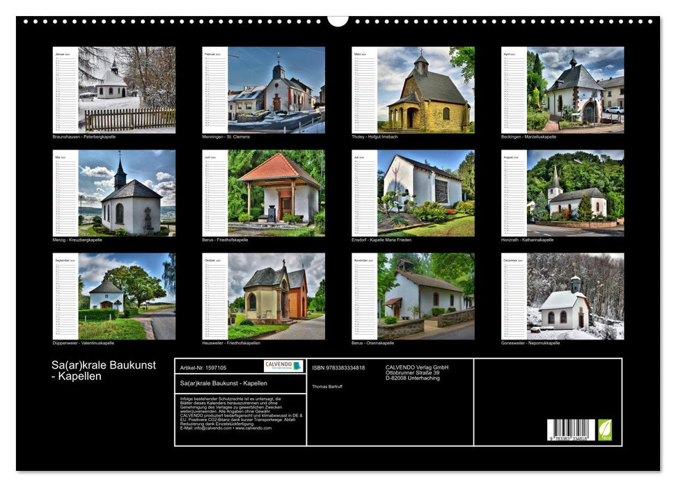 Sa(ar)cral architecture - chapels in Saarland (CALVENDO wall calendar 2024) 