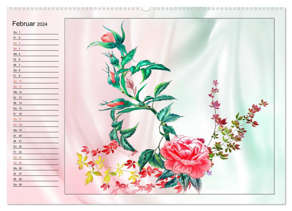 Blumen-Zeichnungen (CALVENDO Premium Wandkalender 2024)