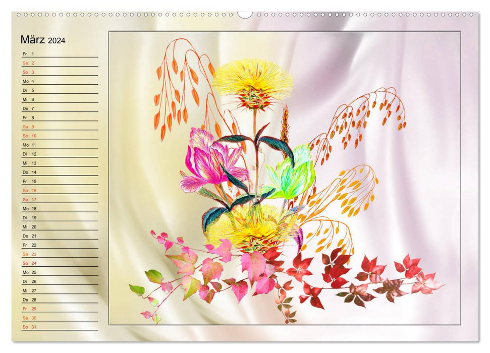 Dessins de fleurs (Calendrier mural CALVENDO Premium 2024) 